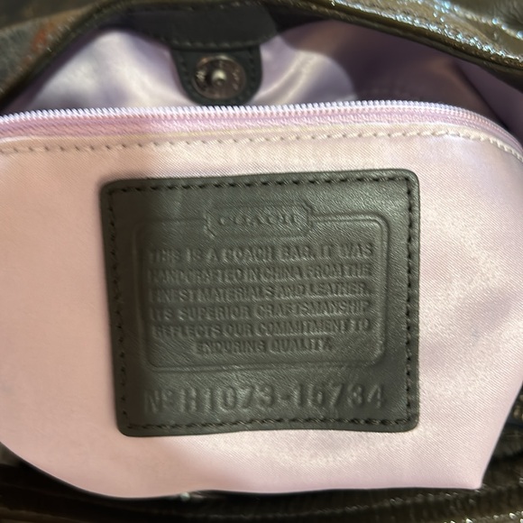 COACH MIA PATENT LEATHER SHINY HOBO SHOULDER BAG IN DARK GRAY - Picture 12 of 12